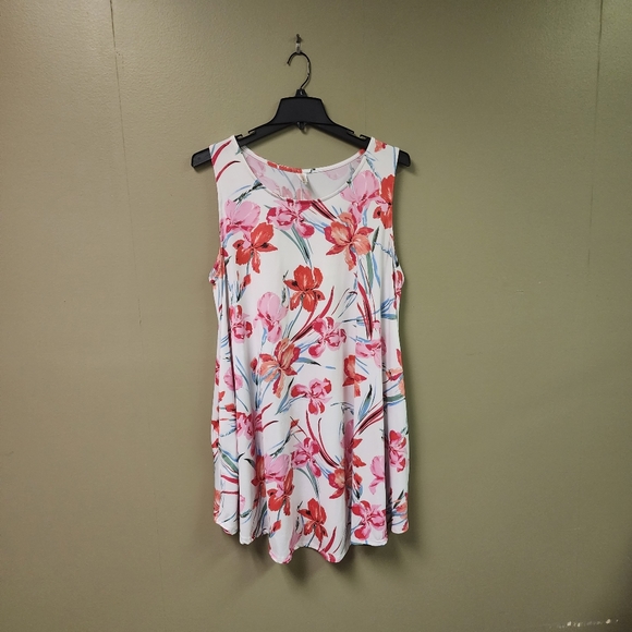 42 Pops Sleeveless Floral Print Stetch Loose Fitting Shift Style Dress Size 2X - Picture 3 of 9